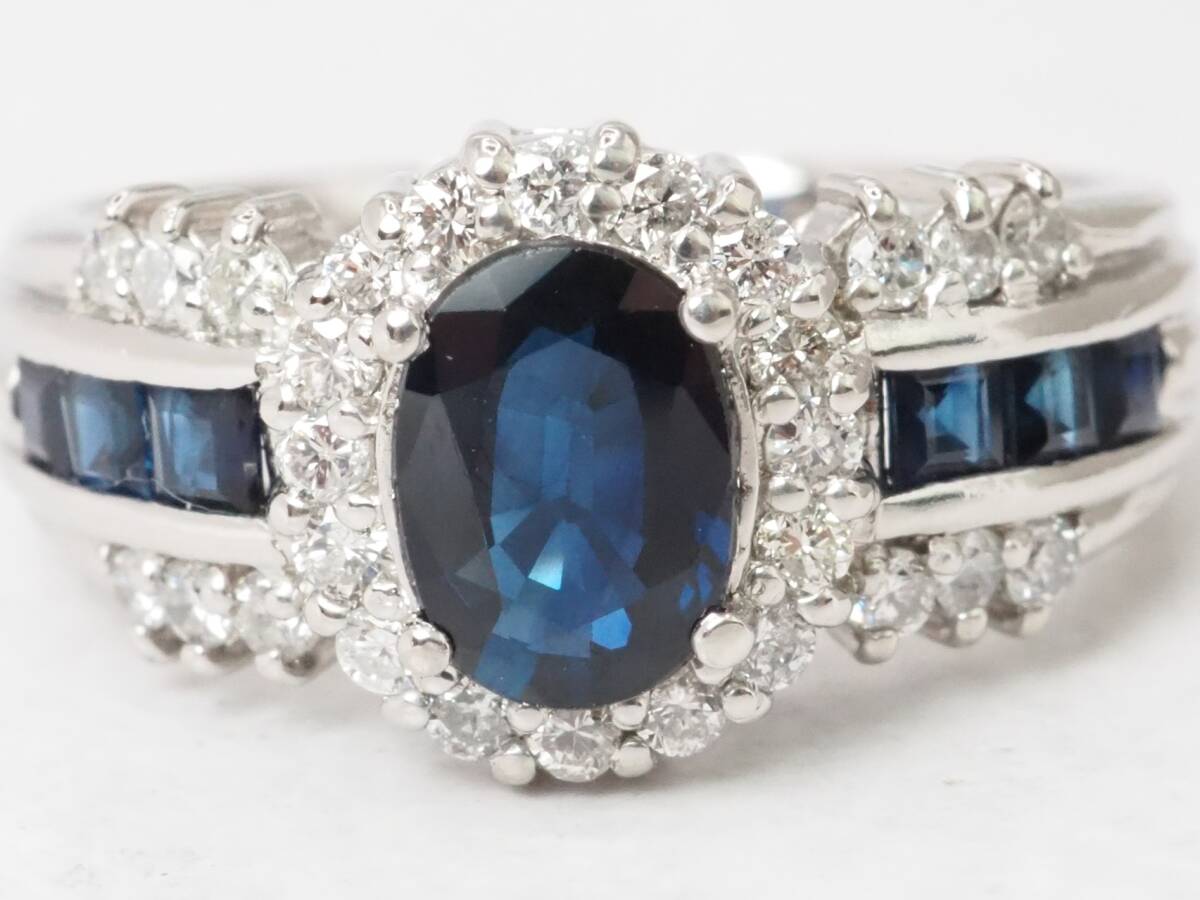 6724A】Pt900 天然サファイア 天然ダイヤモンド 0.91ct/0.33ct 6724A】Pt900 天然サファイア 天然ダイヤモンド 0.91ct/0.33ct