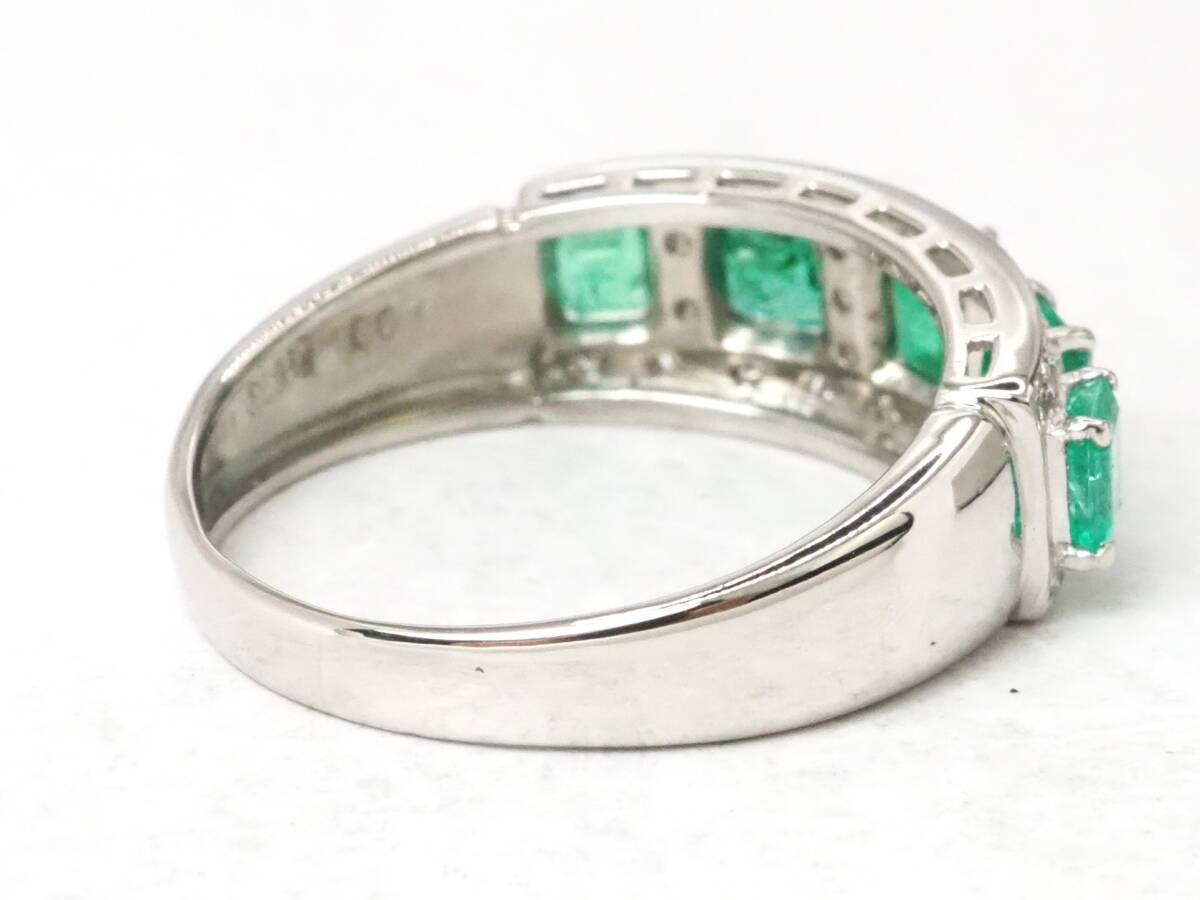 6721A】Pt900 天然エメラルド 天然ダイヤモンド 1.00ct/0.18ct 6721A】Pt900 天然エメラルド 天然ダイヤモンド 1.00ct/0.18ct