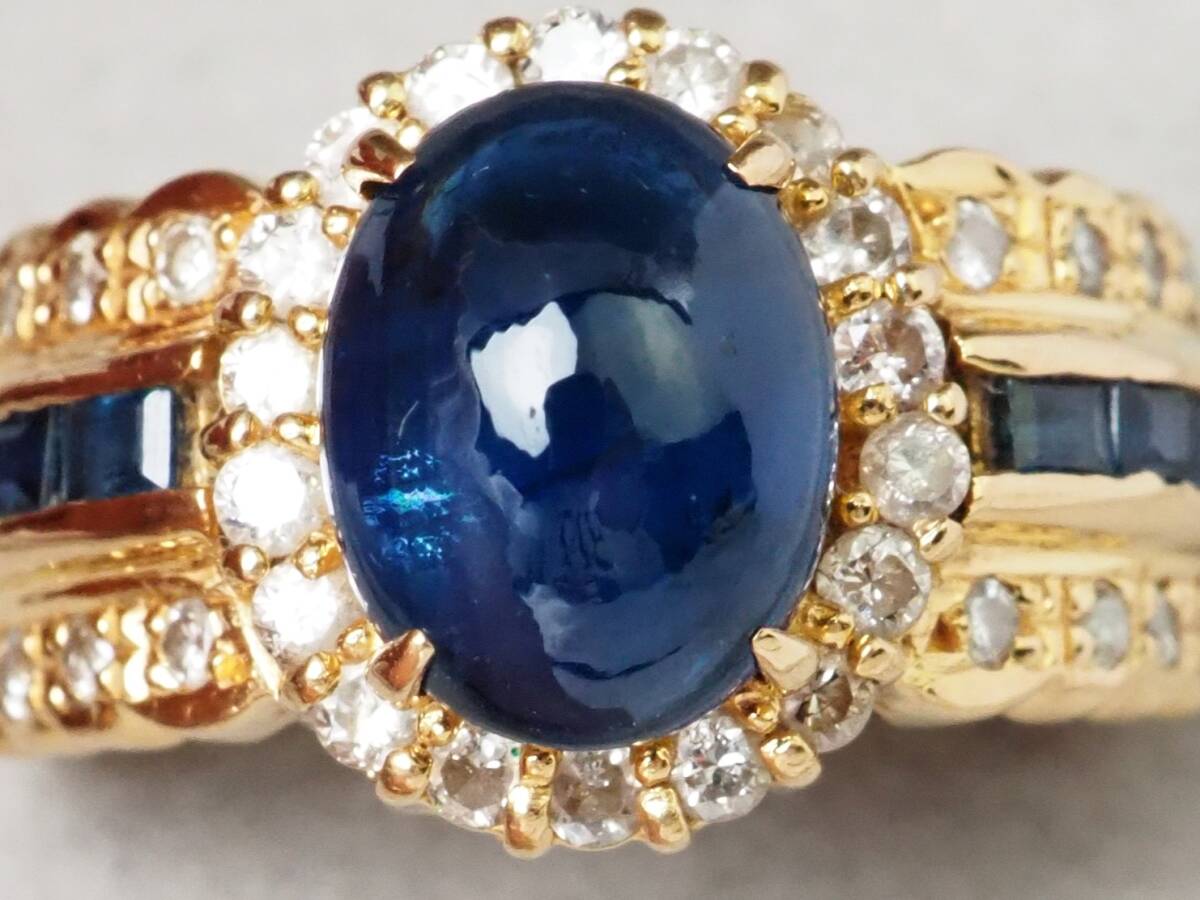 6852T】K18 天然サファイア 天然ダイヤモンド 3.08ct/0.41ct 6852T】K18 天然サファイア 天然ダイヤモンド 3.08ct/0.41ct