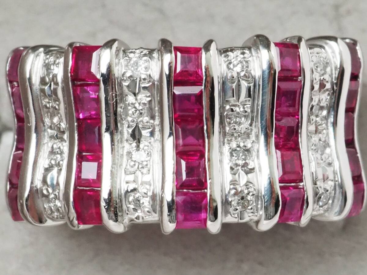 6814E】Pt900 天然ルビー 天然ダイヤモンド 1.64ct/0.09ct/9.4g 6814E】Pt900 天然ルビー 天然ダイヤモンド 1.64ct/0.09ct/9.4g
