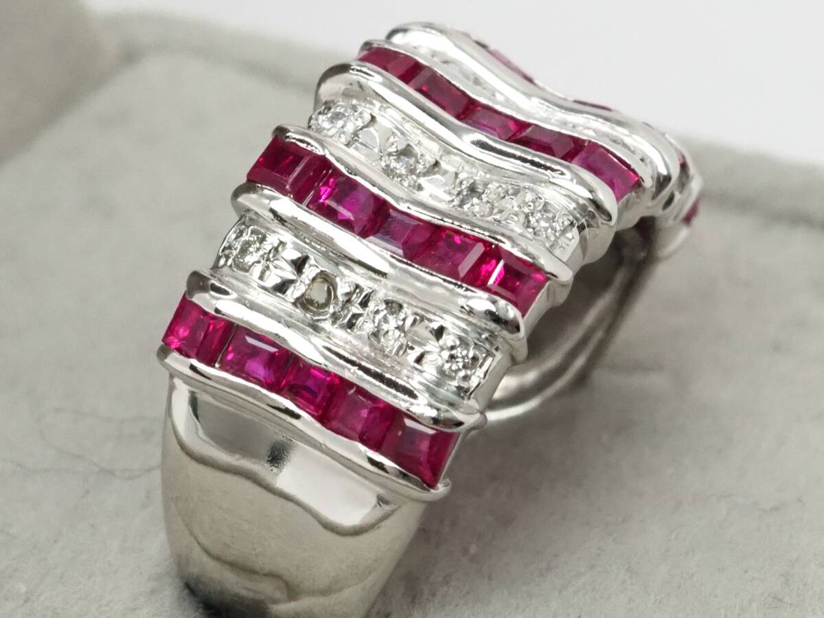 6814E】Pt900 天然ルビー 天然ダイヤモンド 1.64ct/0.09ct/9.4g 6814E】Pt900 天然ルビー 天然ダイヤモンド 1.64ct/0.09ct/9.4g