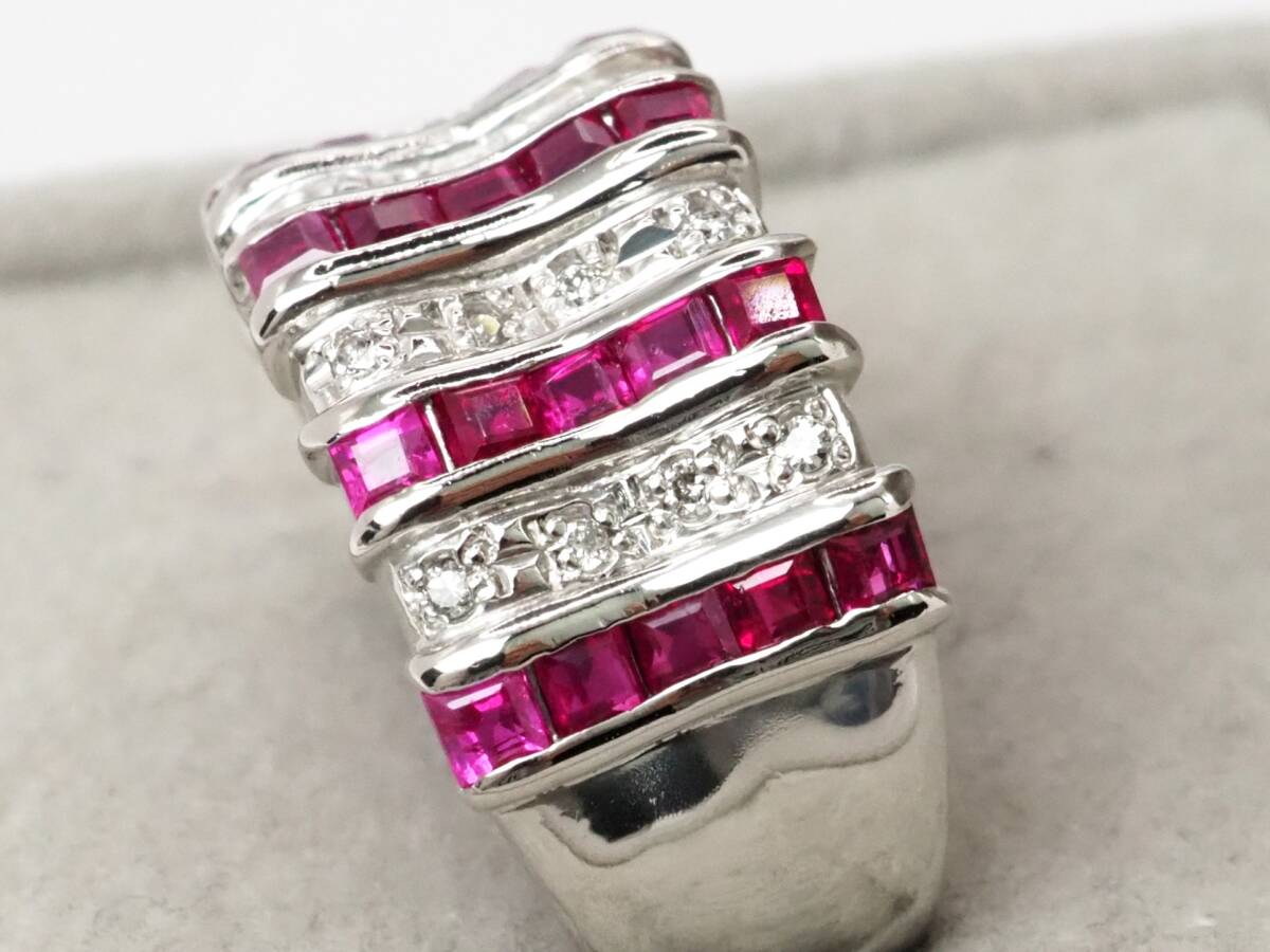 6814E】Pt900 天然ルビー 天然ダイヤモンド 1.64ct/0.09ct/9.4g 6814E】Pt900 天然ルビー 天然ダイヤモンド 1.64ct/0.09ct/9.4g