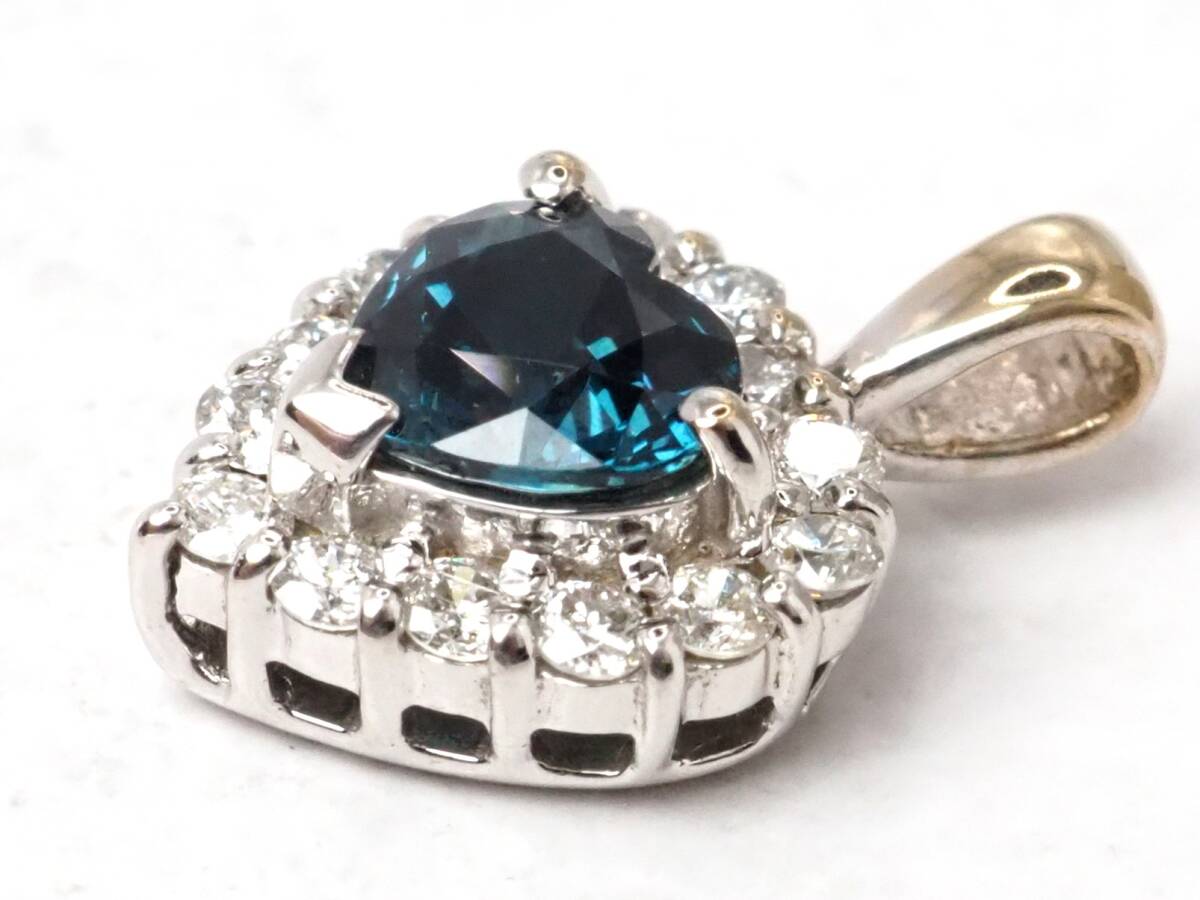 6747P】鑑別付 K18WG 天然サファイア 天然ダイヤモンド 0.68ct 6747P】鑑別付 K18WG 天然サファイア 天然ダイヤモンド 0.68ct