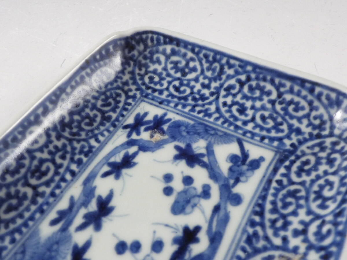 ○栄○古伊万里 染付 蛸唐草文 長皿 飾皿 5客 21.5cm 江戸期 ○栄○古伊万里 染付 蛸唐草文 長皿 飾皿 5客 21.5cm 江戸期