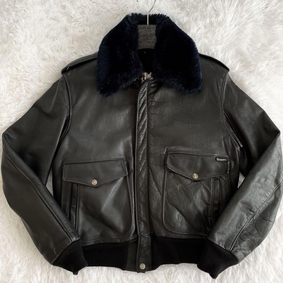 80s schott g-1 レザーフライトジャケット 184SM ブラック 42 XL 80s schott g-1 レザーフライトジャケット 184SM ブラック 42 XL