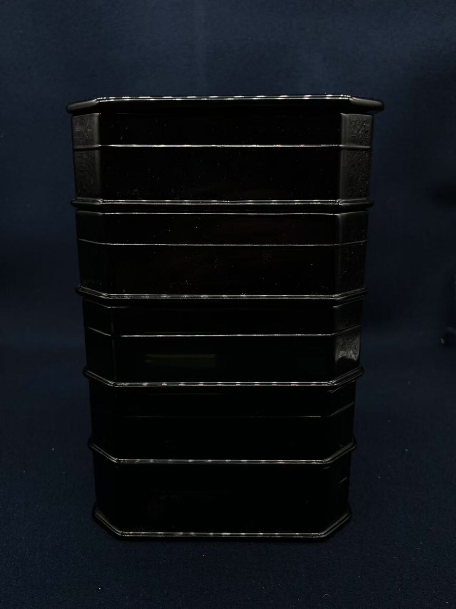 r apr16 08 輪島塗 塗師 博隆作 五段重 重箱 木製漆器 縁高重 r apr16 08 輪島塗 塗師 博隆作 五段重 重箱 木製漆器 縁高重