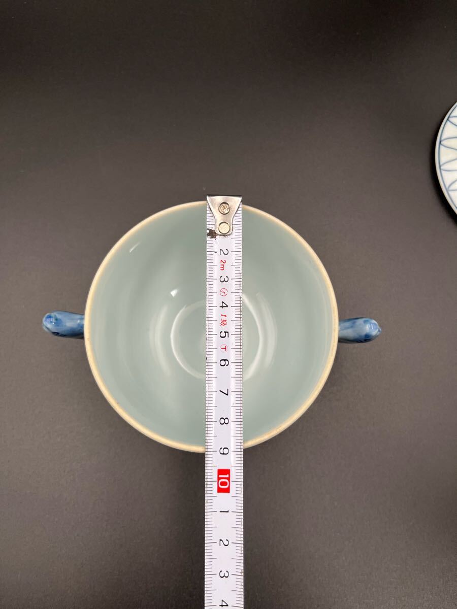 aba1802 有田焼 源右衛門窯 染付網目文 魚耳付 蓋茶碗 蒸し茶碗 aba1802 有田焼 源右衛門窯 染付網目文 魚耳付 蓋茶碗 蒸し茶碗
