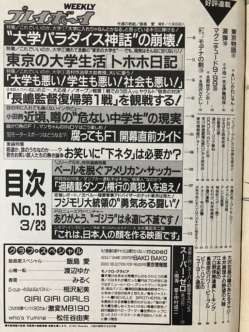 ★週刊プレイボーイ 1993/3/23 飯島愛 渡辺ゆか みるく 相沢紀美 小田茜 松任谷由実 安室奈美恵 辺見えみり 染谷由紀子 ドッグファイト_画像9