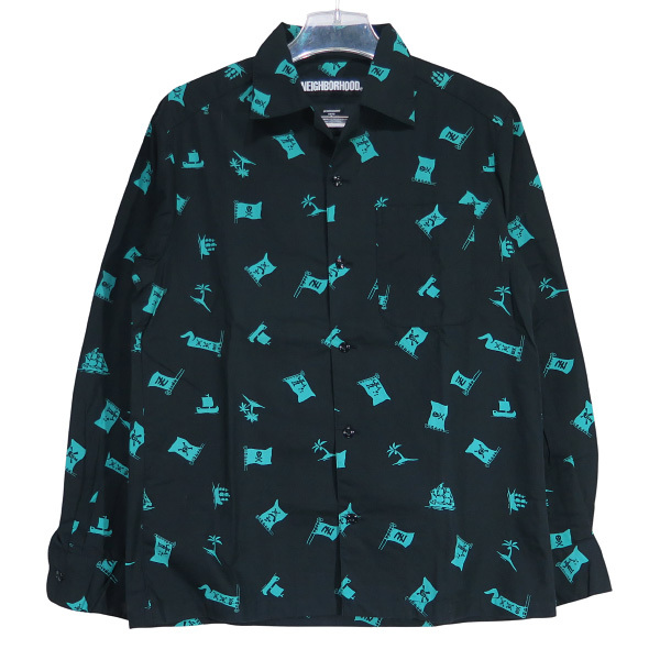 NEIGHBORHOOD ネイバーフッド 19SS ALOHA.FLAG/C-SHIRT.LS 191TSNH-SHM03 アロハ フラッグ シャツ ロングスリーブ ブラック 長袖 Aprk