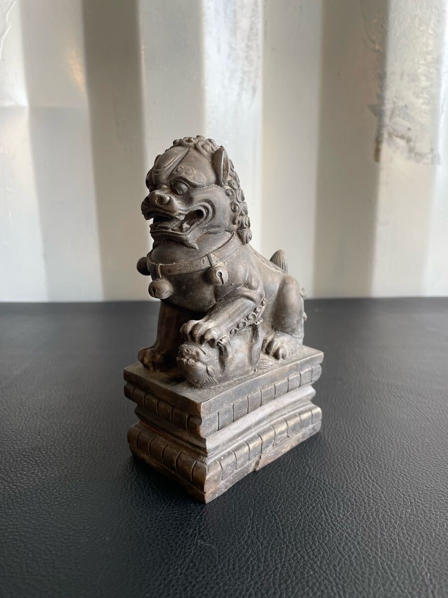 中古品☆獅子 狛犬 シーサー 置物 木製 木彫 彫刻 縁起物 中古品☆獅子 狛犬 シーサー 置物 木製 木彫 彫刻 縁起物