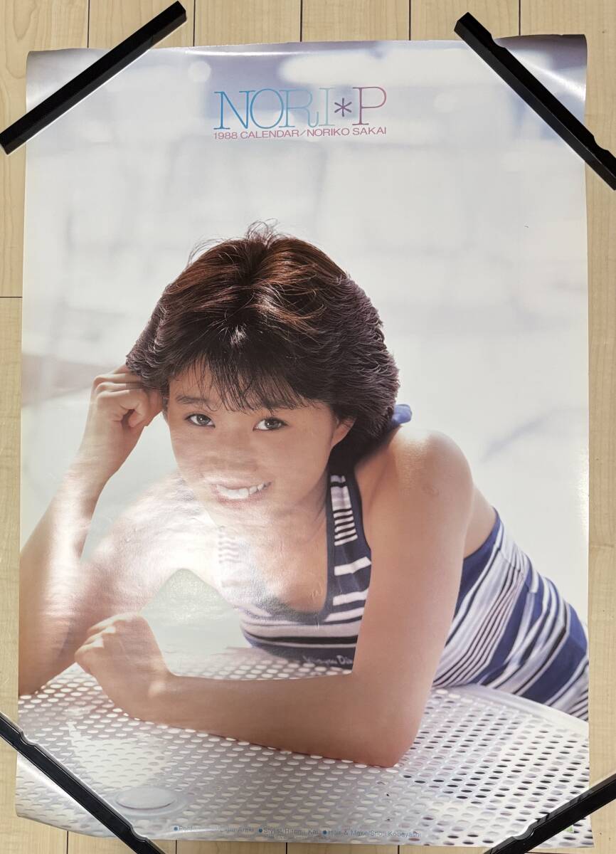 C740 включение в покупку не возможно 2 листов подлинная вещь Sakai Noriko B2 размер * календарь постер retro идол Showa эпоха Heisei клей pi- редкость редкий 