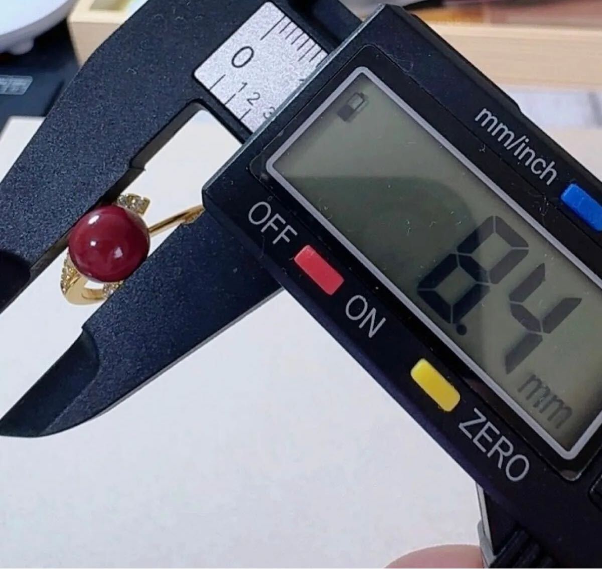 赤珊瑚 8.4mm レディース指輪　仕事運　金銭運　パワーストーン　サイズ14号(サイズ調整可能)_画像8