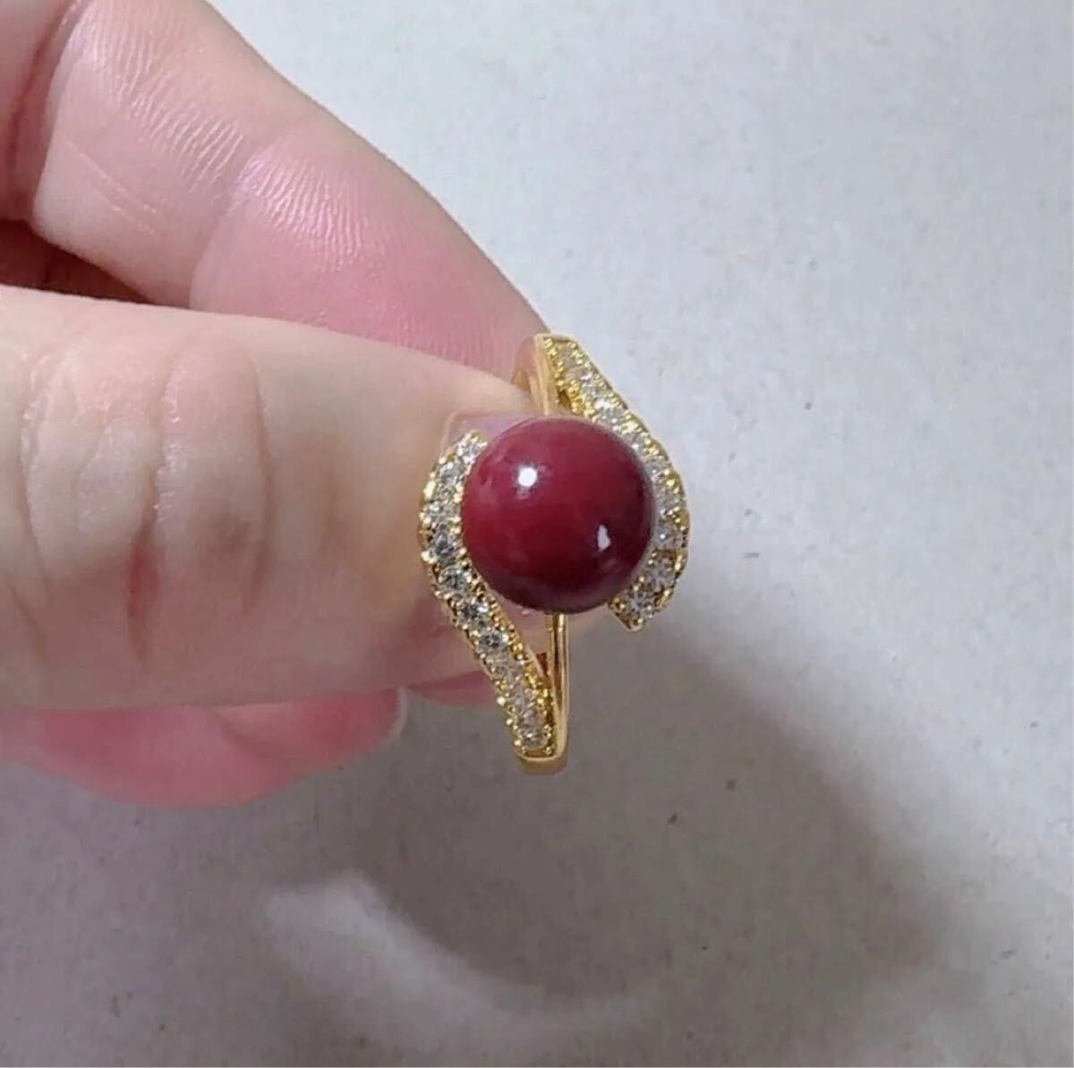 赤珊瑚 8.4mm レディース指輪　仕事運　金銭運　パワーストーン　サイズ14号(サイズ調整可能)_画像7