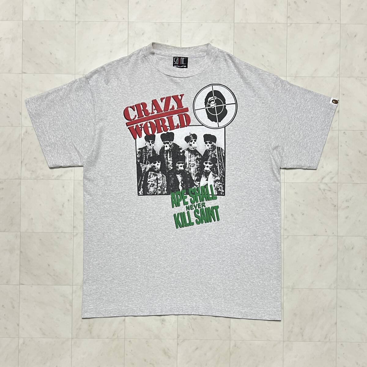 SAINT MICHAEL セントマイケルA BATHING APE アベイシングエイプ【SM-YS8-0000-C61】SPEECH TEE スピーチ Tシャツ サイズ：L グレー