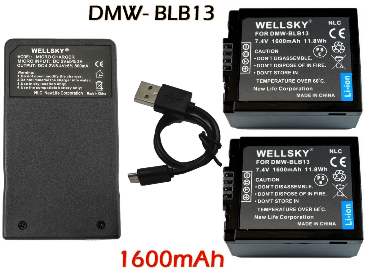 DMW-BLB13 互換バッテリー 2個(gè) + 超軽量 USB Type C 急速互換充電器 バッテリーチャージャー 1個(gè) パナソニック DMC-GH1 DMC-G1 DMC-GF1