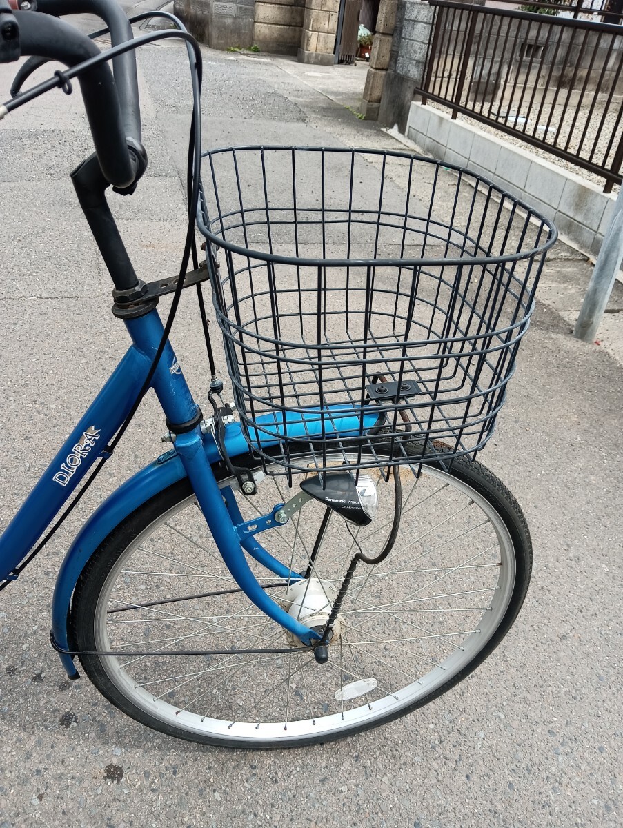 手渡し限定　DIORA ママチャリ　青　カギ2本あり　26インチ　前カゴ后ろ荷臺(tái)付　 発送不可