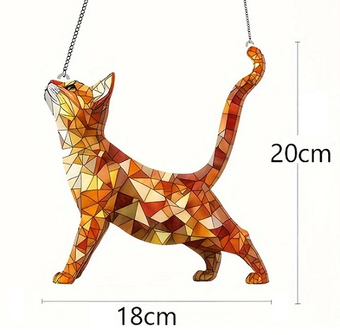 　のびのびキャット　サンキャッチャー　ステンドグラス風　アクリル板（2D）