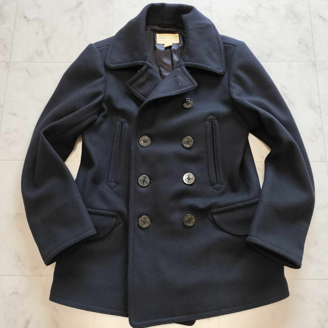 名作】RRL 10ボタンウールメルトンピーコート ネイビー Sダブル 名作】RRL 10ボタンウールメルトンピーコート ネイビー Sダブル