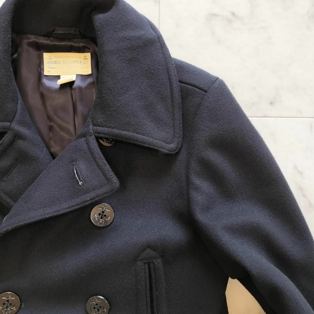 名作】RRL 10ボタンウールメルトンピーコート ネイビー Sダブル 名作】RRL 10ボタンウールメルトンピーコート ネイビー Sダブル