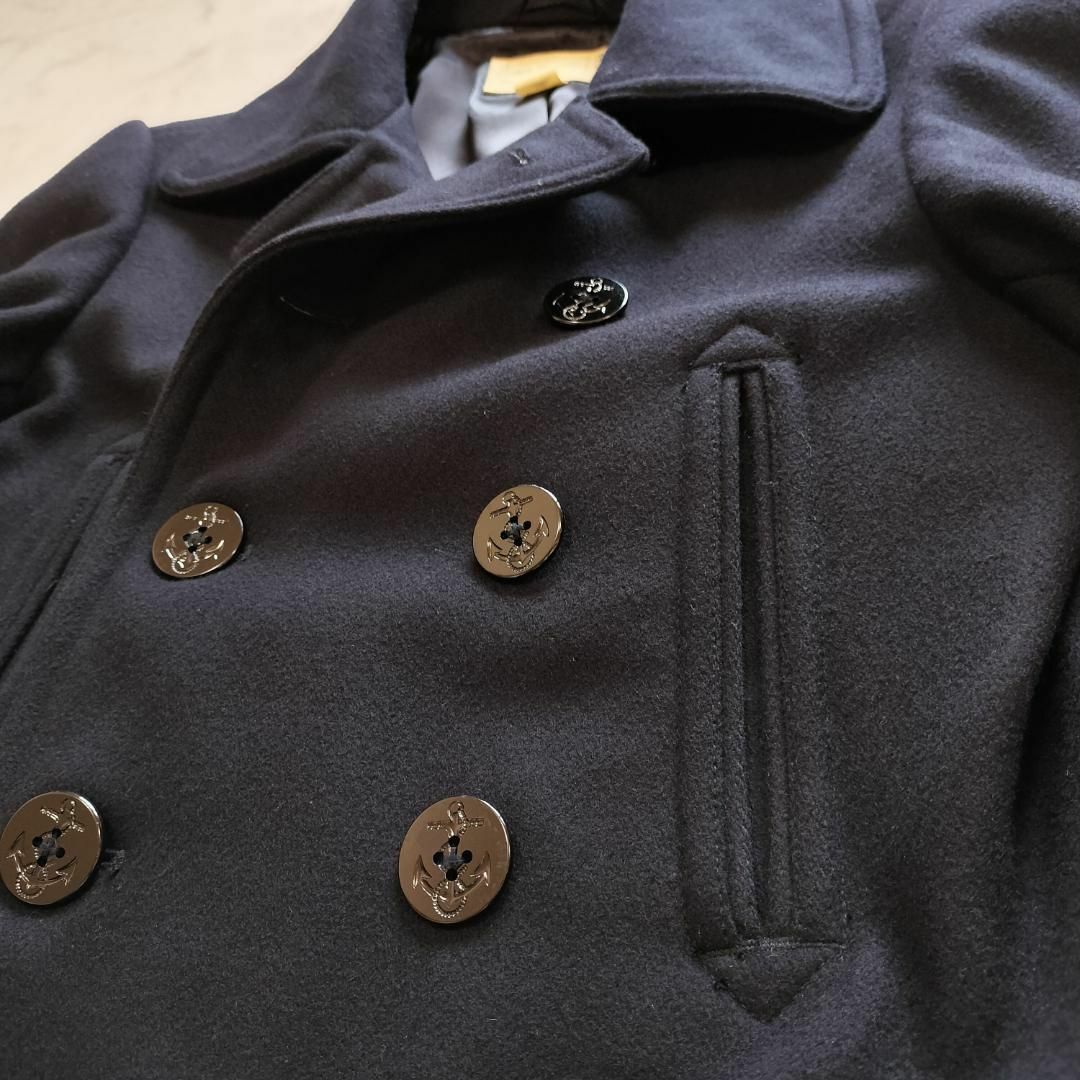 名作】RRL 10ボタンウールメルトンピーコート ネイビー Sダブル 名作】RRL 10ボタンウールメルトンピーコート ネイビー Sダブル