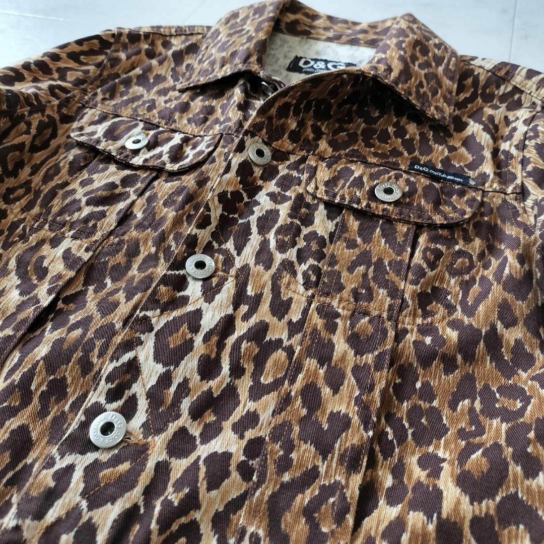 D&Gレオパード柄デニムジャケット クロップド丈 S Dolce&Gabbana D&Gレオパード柄デニムジャケット クロップド丈 S Dolce&Gabbana
