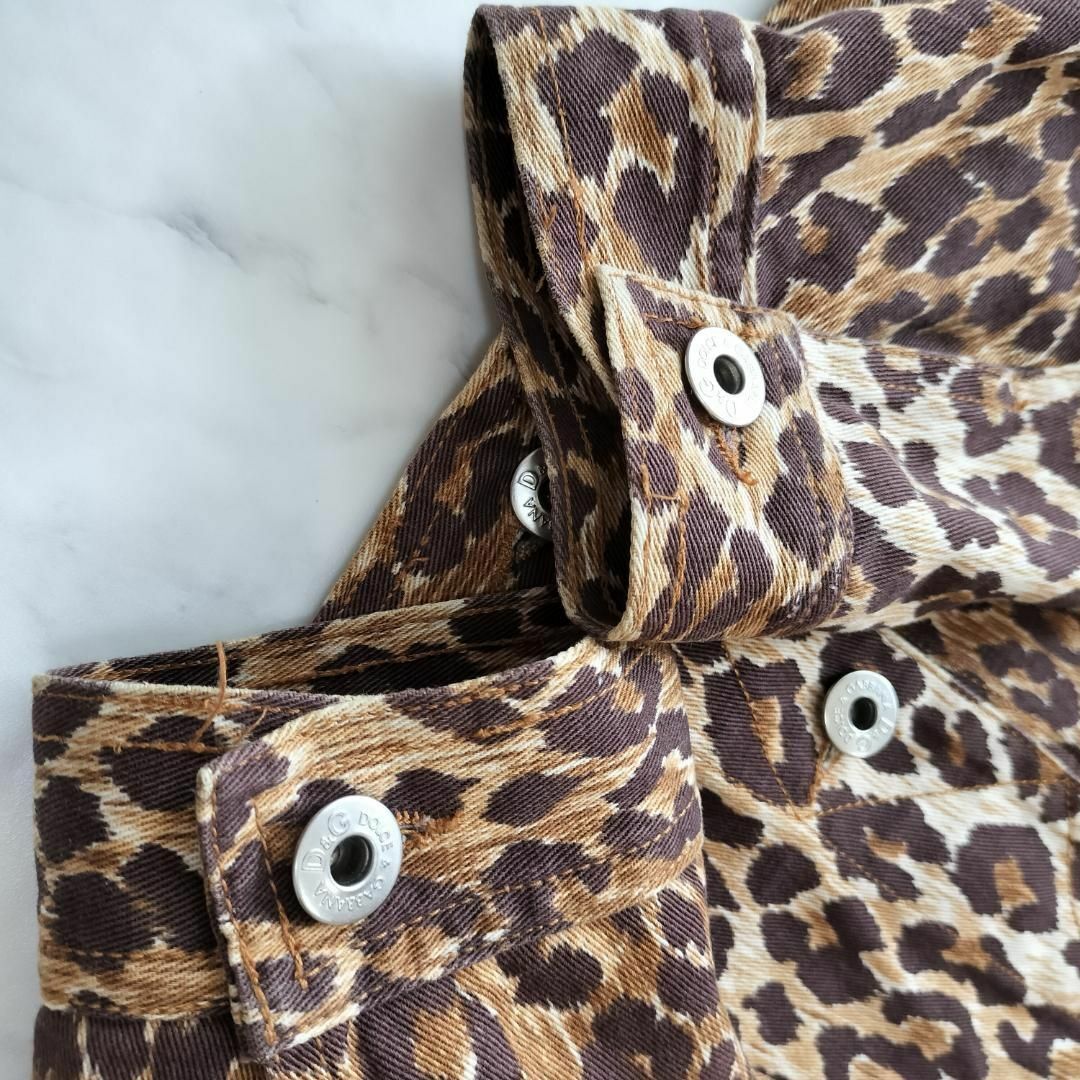 D&Gレオパード柄デニムジャケット クロップド丈 S Dolce&Gabbana D&Gレオパード柄デニムジャケット クロップド丈 S Dolce&Gabbana