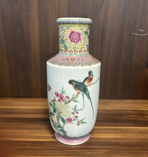 S7002 花瓶 花器 中国景徳鎮製 色絵 置物 飾壺 陶器 中国 希少 S7002 花瓶 花器 中国景徳鎮製 色絵 置物 飾壺 陶器 中国 希少