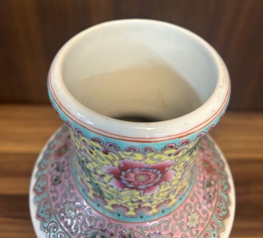 S7002 花瓶 花器 中国景徳鎮製 色絵 置物 飾壺 陶器 中国 希少 S7002 花瓶 花器 中国景徳鎮製 色絵 置物 飾壺 陶器 中国 希少