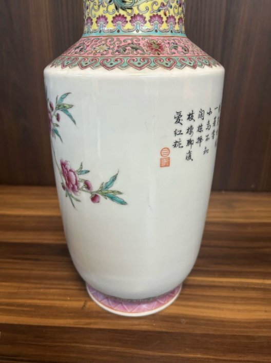 S7002 花瓶 花器 中国景徳鎮製 色絵 置物 飾壺 陶器 中国 希少 S7002 花瓶 花器 中国景徳鎮製 色絵 置物 飾壺 陶器 中国 希少