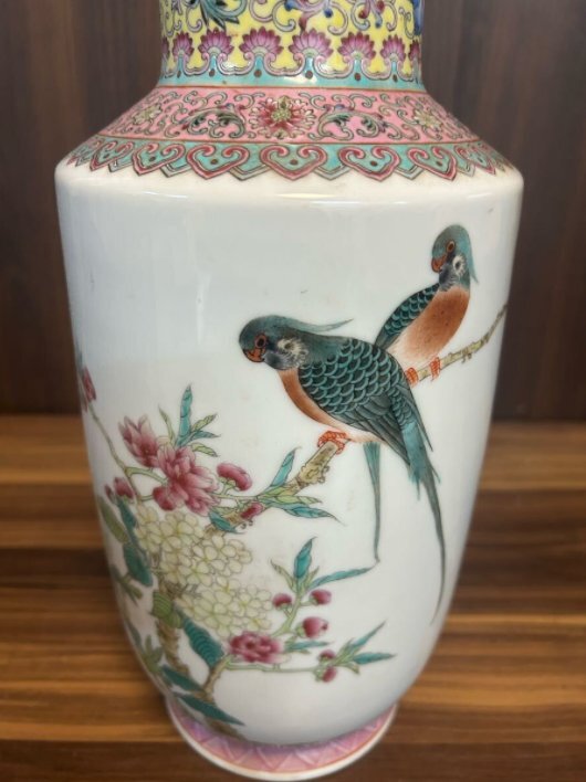 S7002 花瓶 花器 中国景徳鎮製 色絵 置物 飾壺 陶器 中国 希少 S7002 花瓶 花器 中国景徳鎮製 色絵 置物 飾壺 陶器 中国 希少