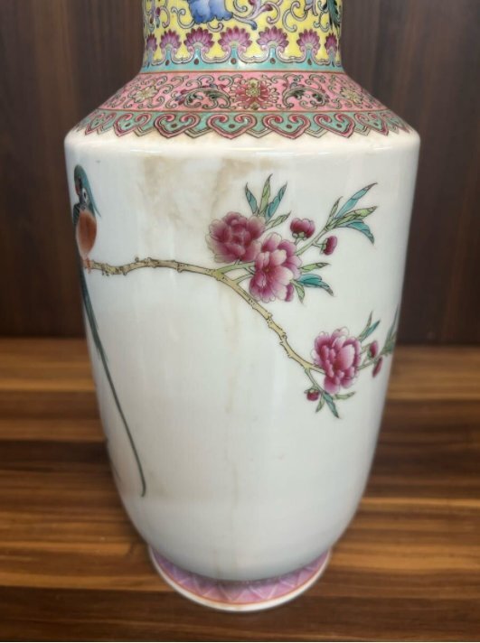 S7002 花瓶 花器 中国景徳鎮製 色絵 置物 飾壺 陶器 中国 希少 S7002 花瓶 花器 中国景徳鎮製 色絵 置物 飾壺 陶器 中国 希少