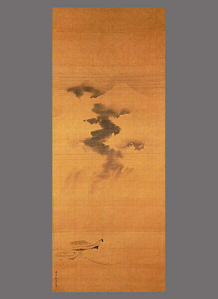 真作】□狩野探幽□富士雲龍図□酒井公拝領箱書有□二重箱□狩野 真作】□狩野探幽□富士雲龍図□酒井公拝領箱書有□二重箱□狩野