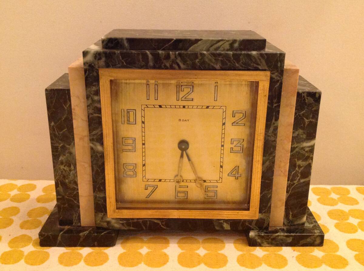 アンティーク ヴィンテージ 高級 8day 8日巻 大理石 置時計 ネジ巻き 現(xiàn)在稼働
