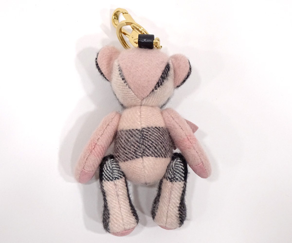 【質(zhì)コニシ】【Burberry/バーバリー】トーマスチェック チャーム キーホルダー クマ ピンク×ブラック 箱付き【送料込み】l1948y