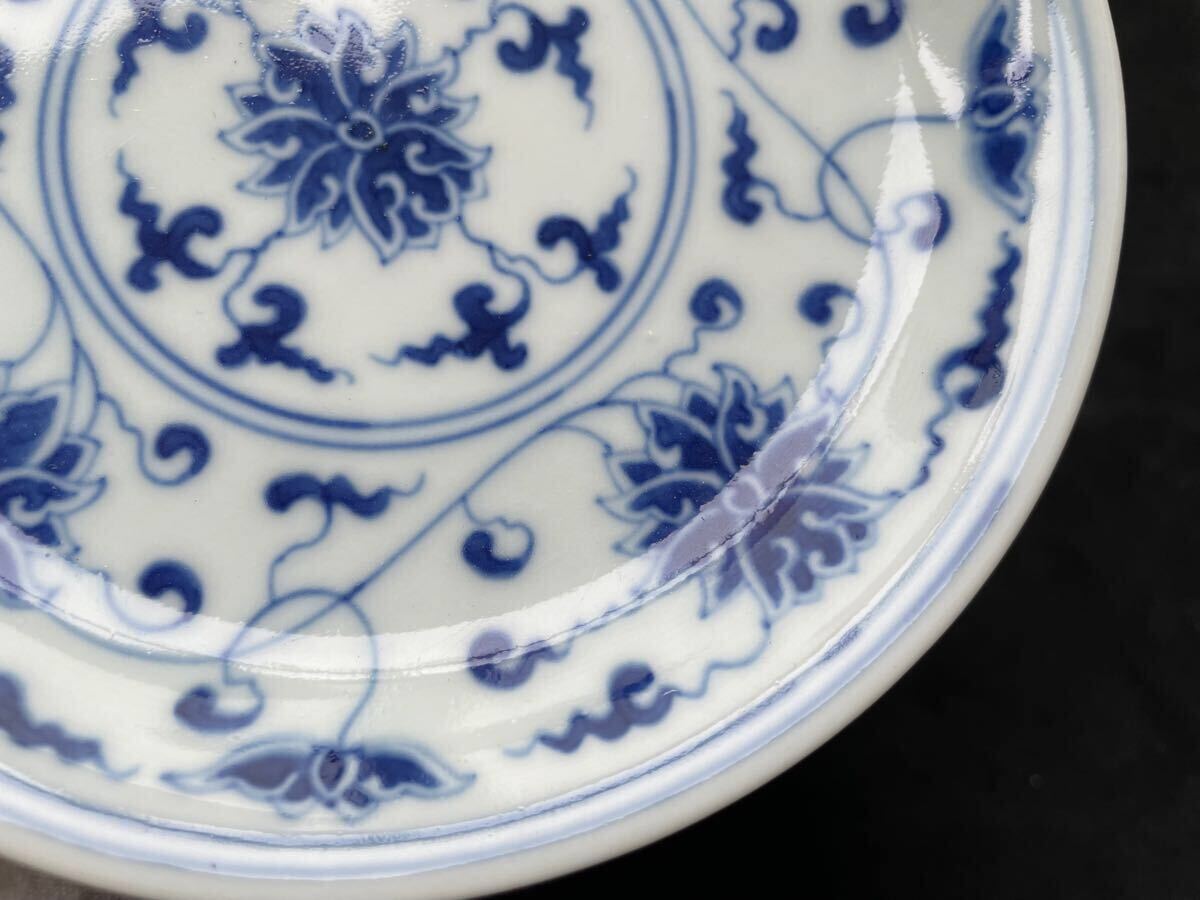 明時代頃中国・白磁・古染付・山水絵・四寸皿 | Sara,China