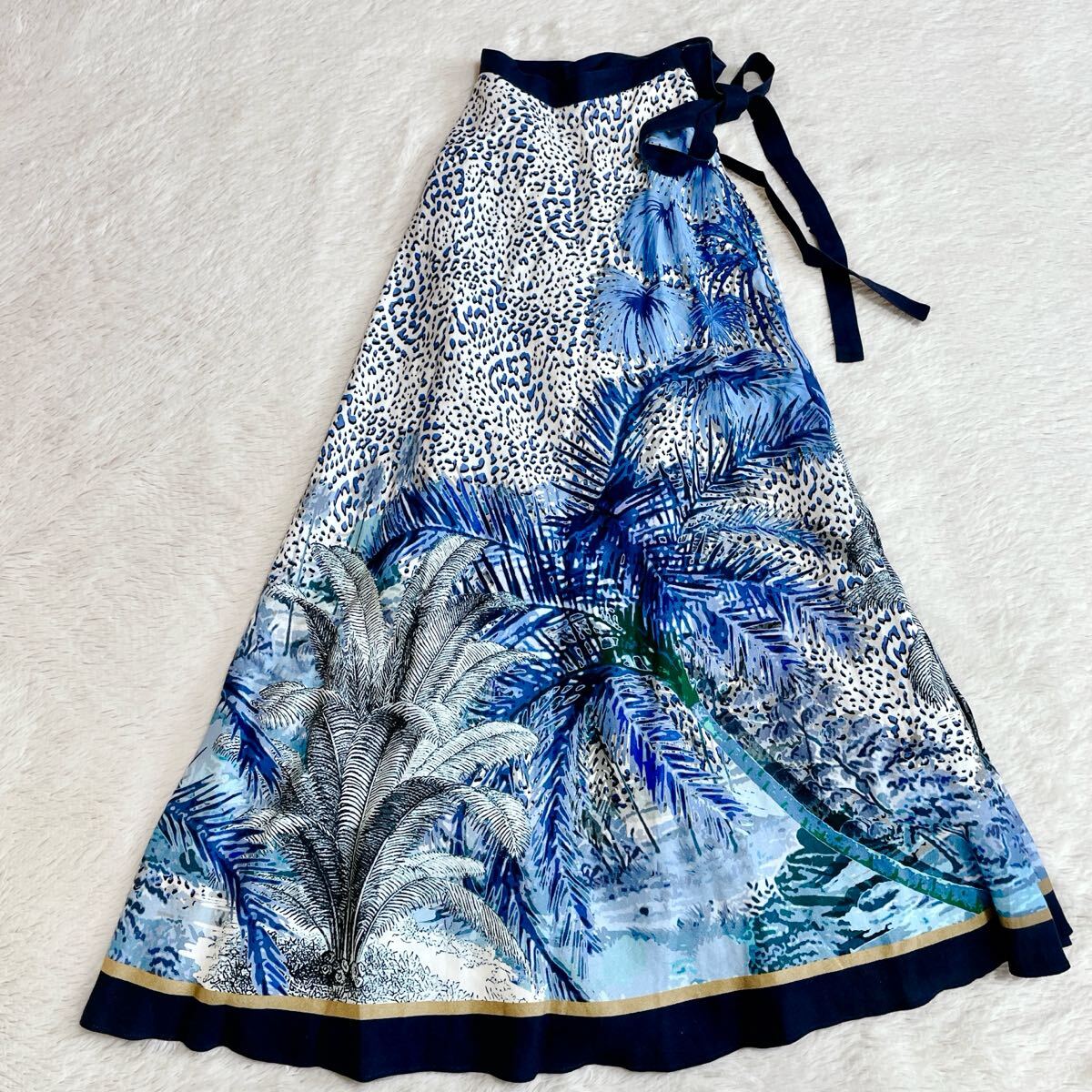 極美品 GRACE class グレースクラス 麻 ヤシの木 巻きロングスカート