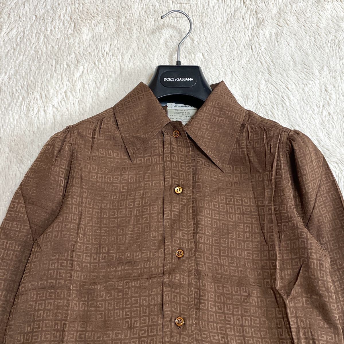 美品 GIVENCHY ジバンシー シルク100% 4G モノグラム 長袖シャツ 美品 GIVENCHY ジバンシー シルク100% 4G モノグラム 長袖シャツ
