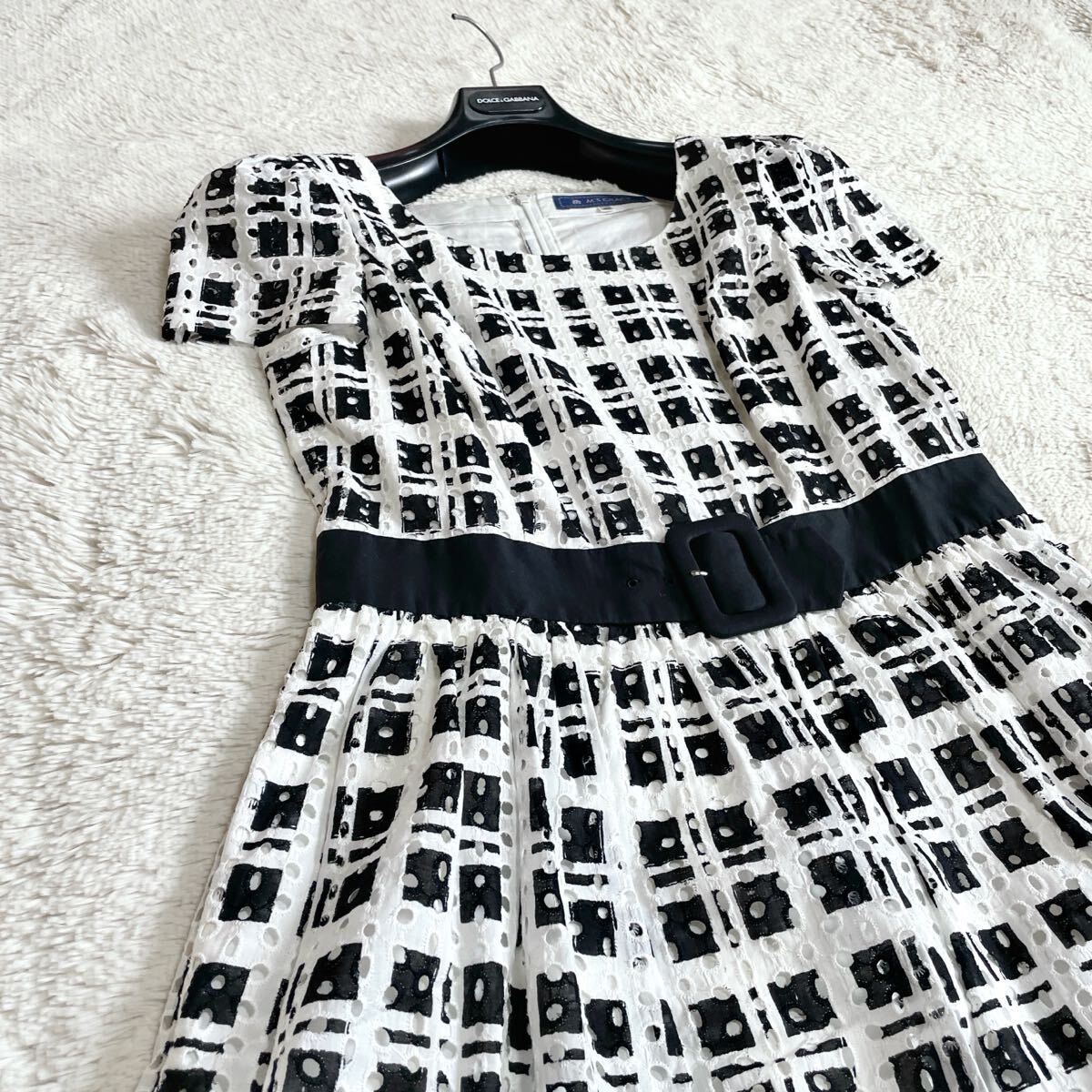 極美品 エムズグレイシー ブロックチェック バイカラー 黒 白 極美品 エムズグレイシー ブロックチェック バイカラー 黒 白