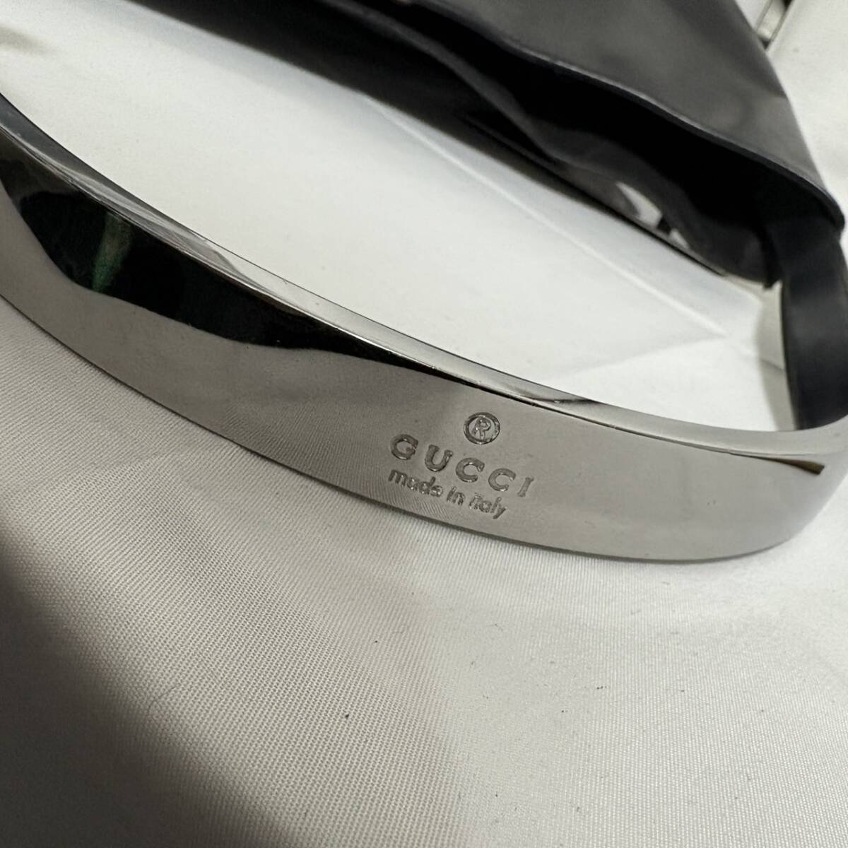 1円 年代美品 GUCCI by TOM FORD SILVER PLATE LOGO LEATHER 1円 年代美品 GUCCI by TOM FORD SILVER PLATE LOGO LEATHER