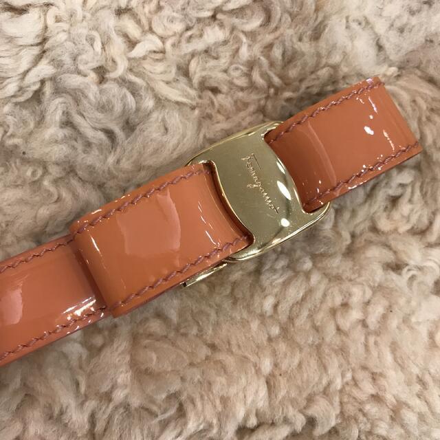 * прекрасный товар * Ferragamo vala лента женский ремень эмаль salmon розовый