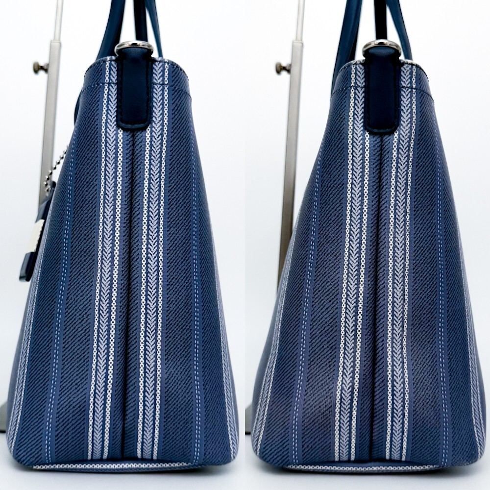 1円□超美品□COACH コーチ 2way ストライプ 総柄 PVC トート 1円□超美品□COACH コーチ 2way ストライプ 総柄 PVC トート