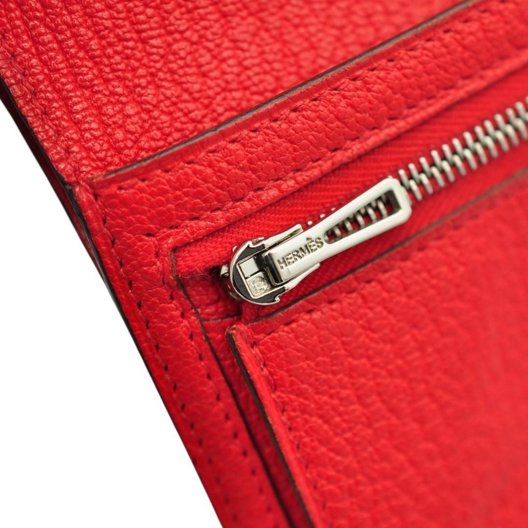 HERMES エルメス 極美品 ベアン コンパクト シェーブル レッド HERMES エルメス 極美品 ベアン コンパクト シェーブル レッド