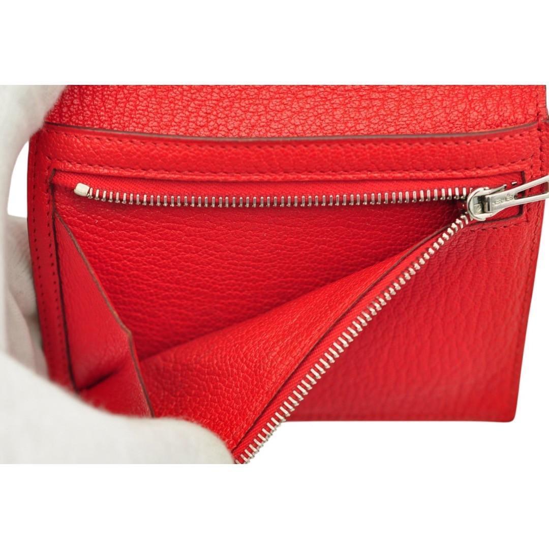 HERMES エルメス 極美品 ベアン コンパクト シェーブル レッド HERMES エルメス 極美品 ベアン コンパクト シェーブル レッド