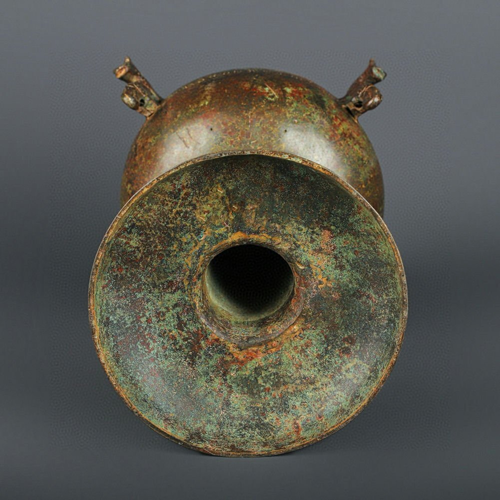 □観心・時代旧蔵□K4677漢時代 青銅器 青銅四龍銘文豆 細密細工 □観心・時代旧蔵□K4677漢時代 青銅器 青銅四龍銘文豆 細密細工