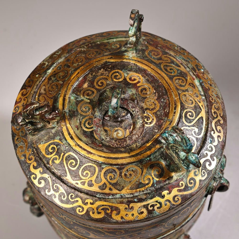 □観心・時代旧蔵□K4669西周時代 青銅器 青銅錯金銘文倉 細密 □観心・時代旧蔵□K4669西周時代 青銅器 青銅錯金銘文倉 細密