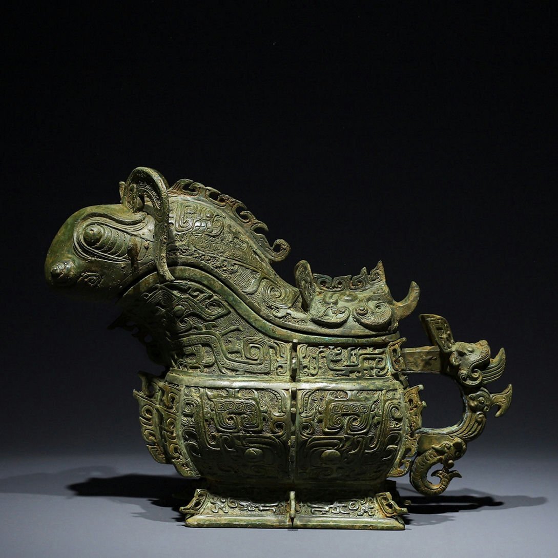 □観心・時代旧蔵□W5186西周時代 青銅器 青銅獣面紋 細密細工 □観心・時代旧蔵□W5186西周時代 青銅器 青銅獣面紋 細密細工