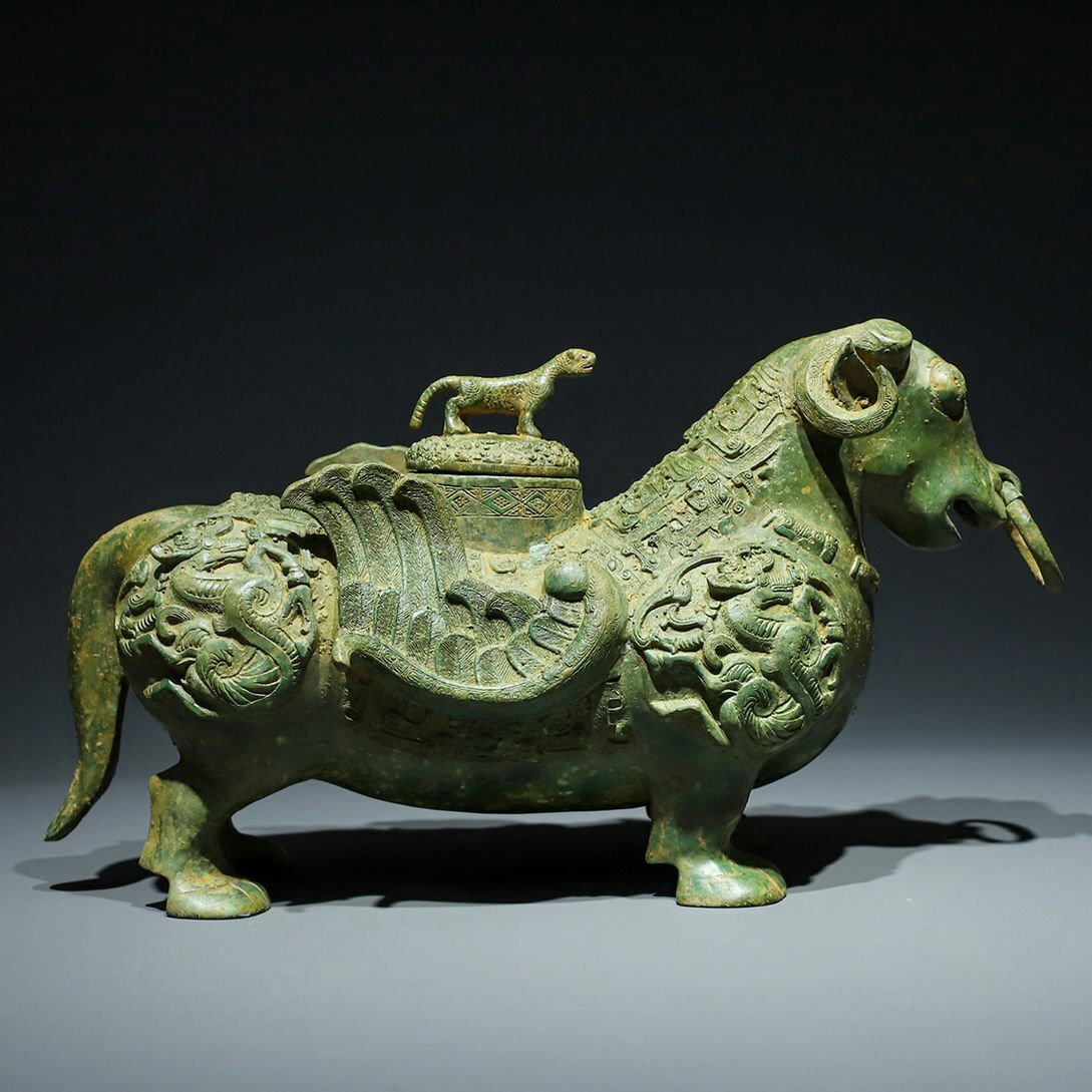 □観心・時代旧蔵□W5179西周時代 青銅器 青銅獣尊 細密細工☆古 □観心・時代旧蔵□W5179西周時代 青銅器 青銅獣尊 細密細工☆古