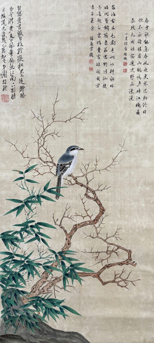 □観心・時代旧蔵□C4062中国古書道◇謝稚柳 花鳥 紙本 掛け軸 □観心・時代旧蔵□C4062中国古書道◇謝稚柳 花鳥 紙本 掛け軸