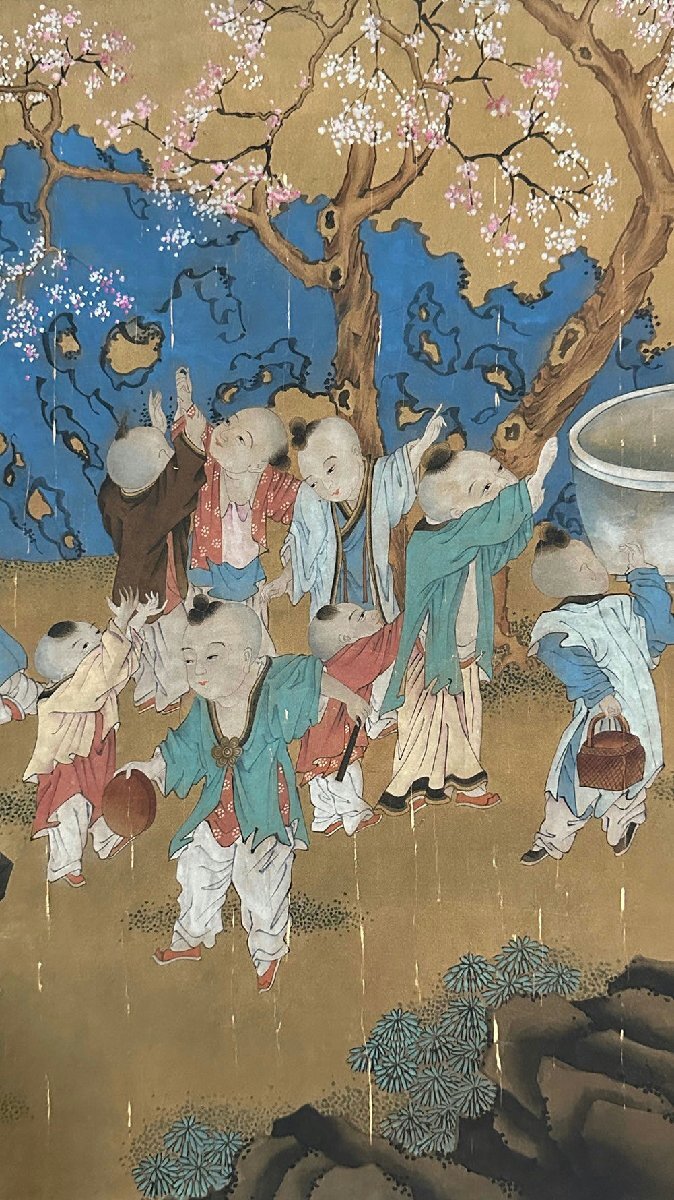 □観心・時代旧蔵□K4813中国古書道◇宋代 蘇漢臣 絹本 嬰戲図 □観心・時代旧蔵□K4813中国古書道◇宋代 蘇漢臣 絹本 嬰戲図