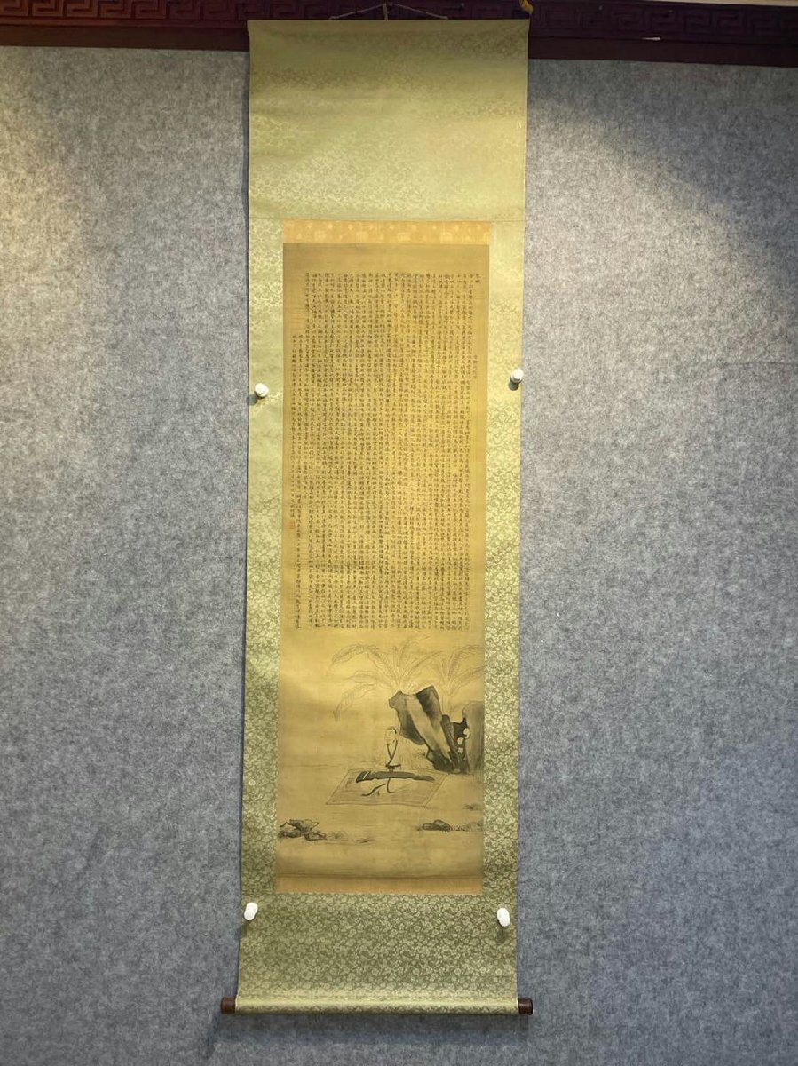 □観心・時代旧蔵□K4975中国古書画 文徴明 扶琴図 絹本立軸 □観心・時代旧蔵□K4975中国古書画 文徴明 扶琴図 絹本立軸